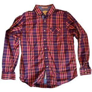Tommy Bahama Men’s Large Plaid Button Down Shirt Roll Tab Cotton